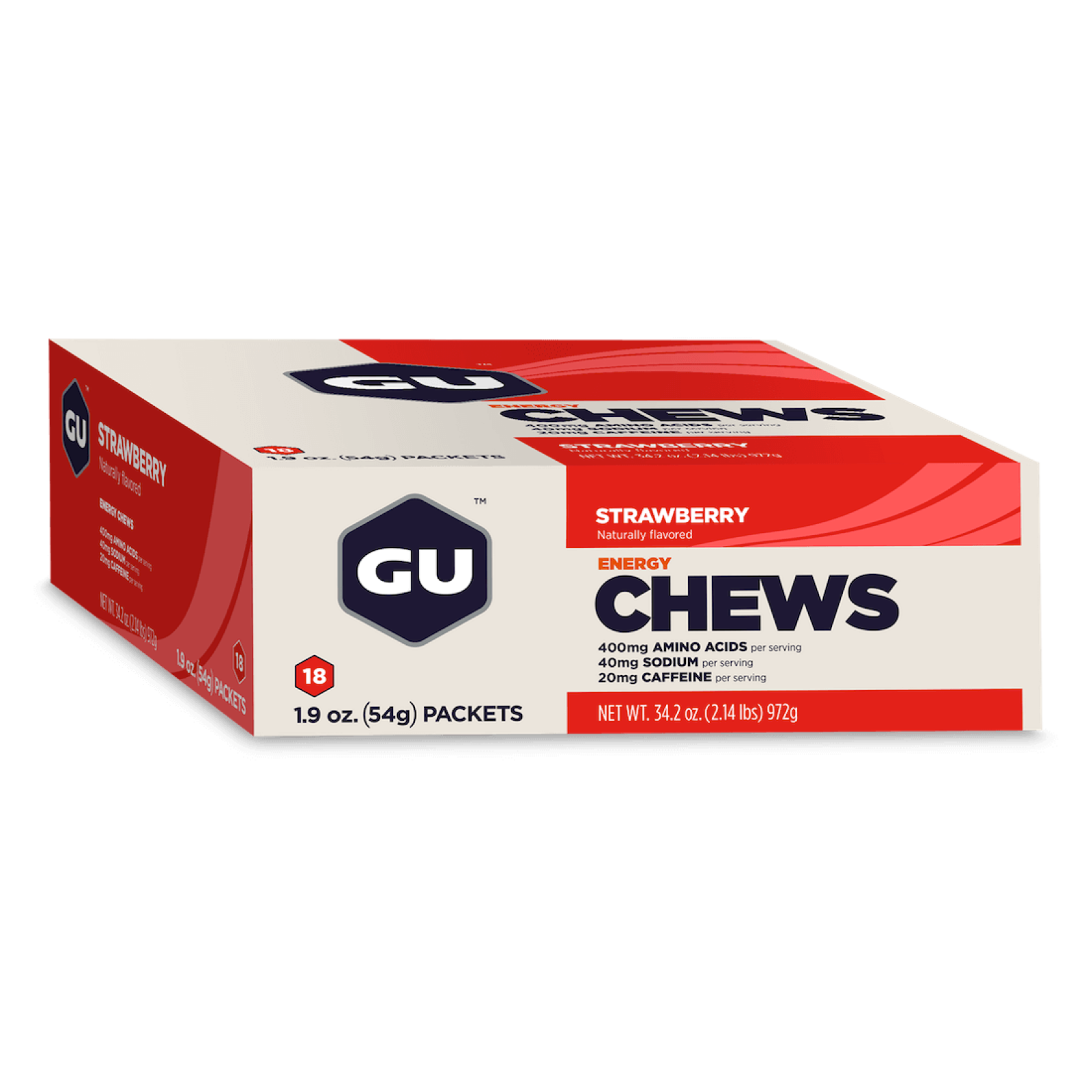 GU Energy Chews Box - Strawberry 12x 54g - Refuel.ae