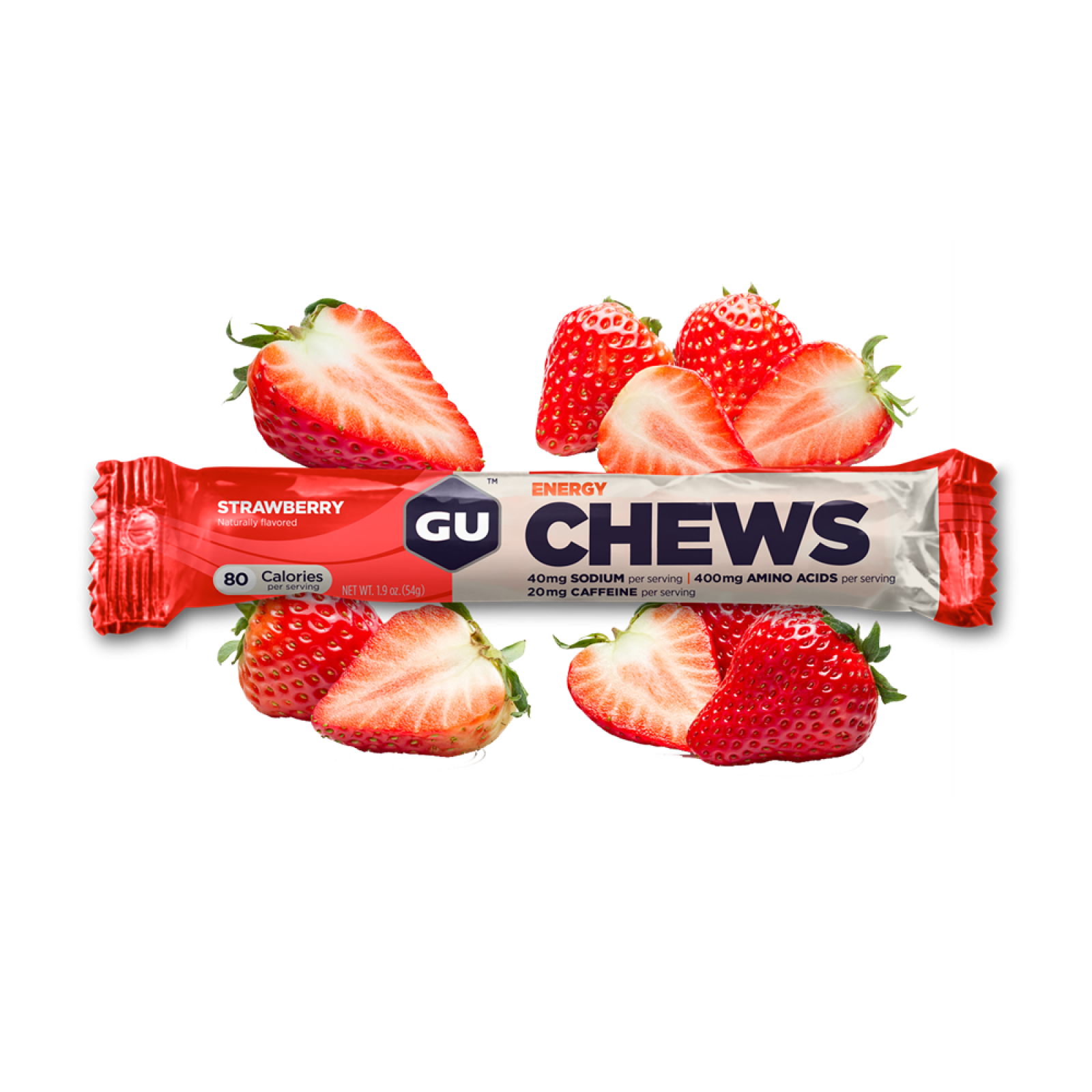 GU Energy Chews Box - Strawberry 12x 54g - Refuel.ae