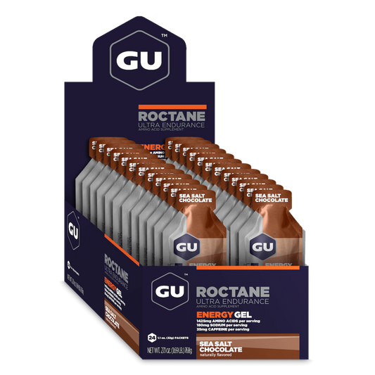 GU Roctane Energy Gel Box - Sea Salt Chocolate 24 x 32g - Refuel.ae