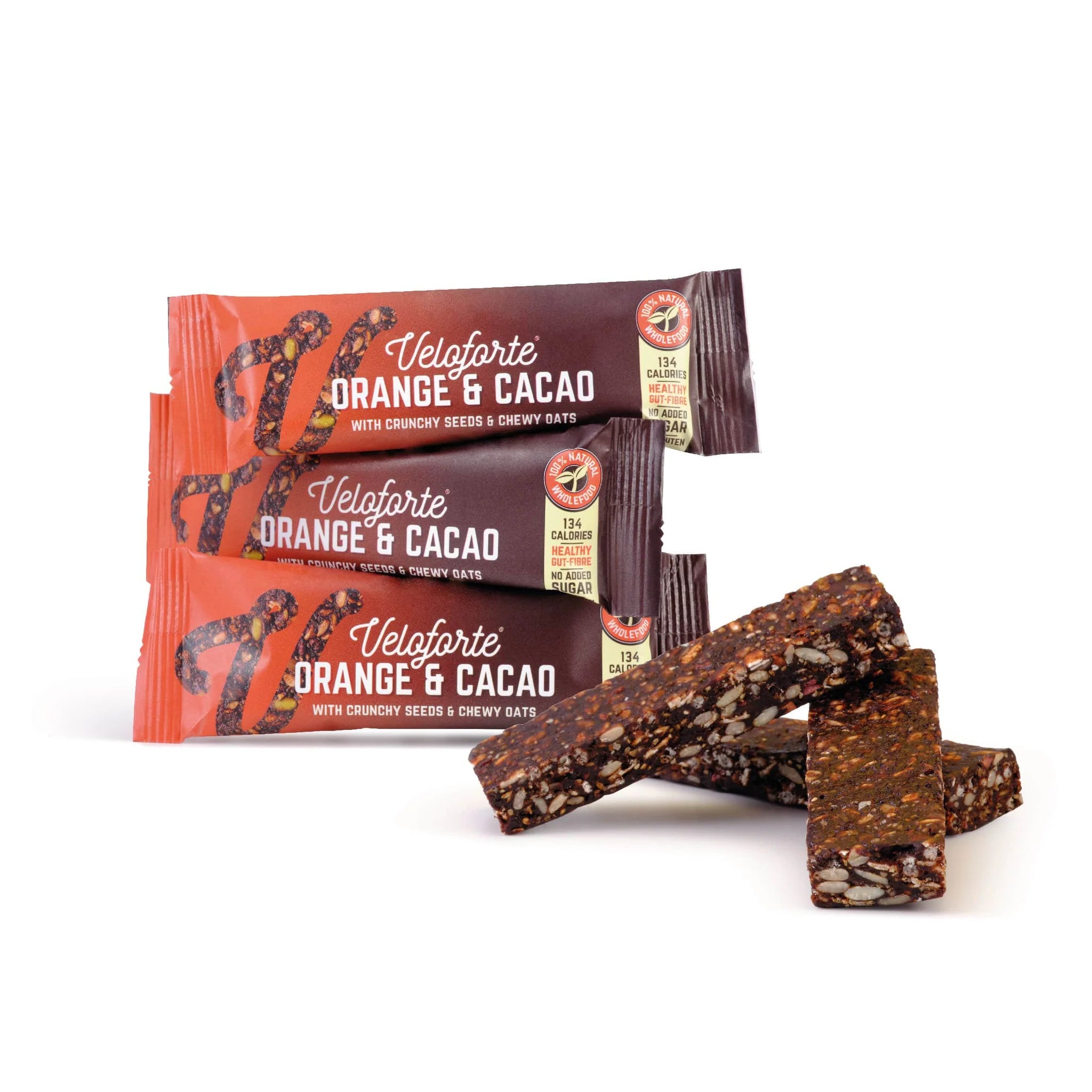 Veloforte Oat Bar - Orange & Cacao -35g - 136 Calories - Wellness Bar, Snack Bar, Healthy Gut, High Fibres, Vegan, Gluten Free, No Added Sugar - Refuel.ae