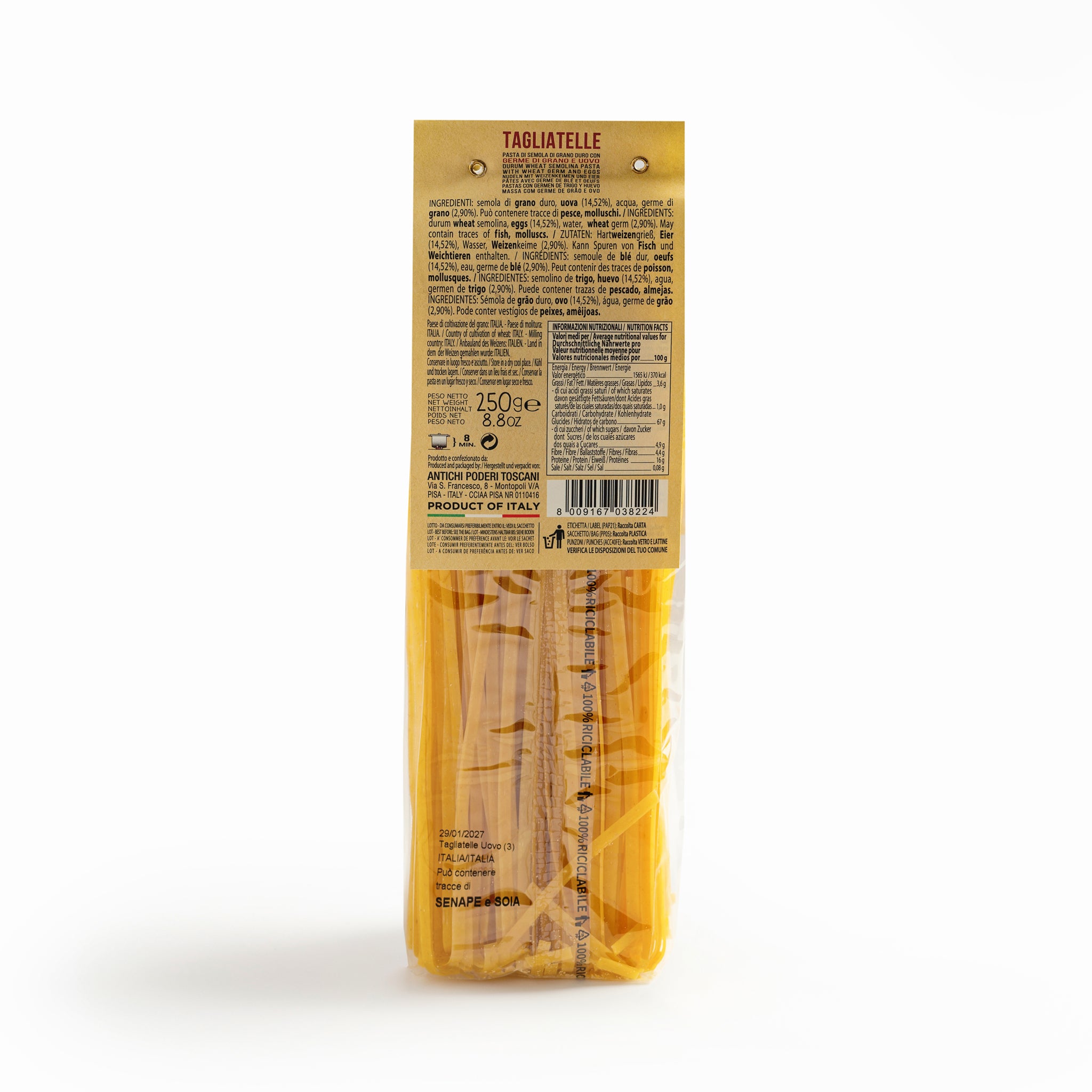 Antichi Poderi Toscani - Pasta with egg - Tagliatelle - 250 gr - Refuel.ae