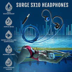 H2O Surge SX10 Sport headphones - Normal cord - Black