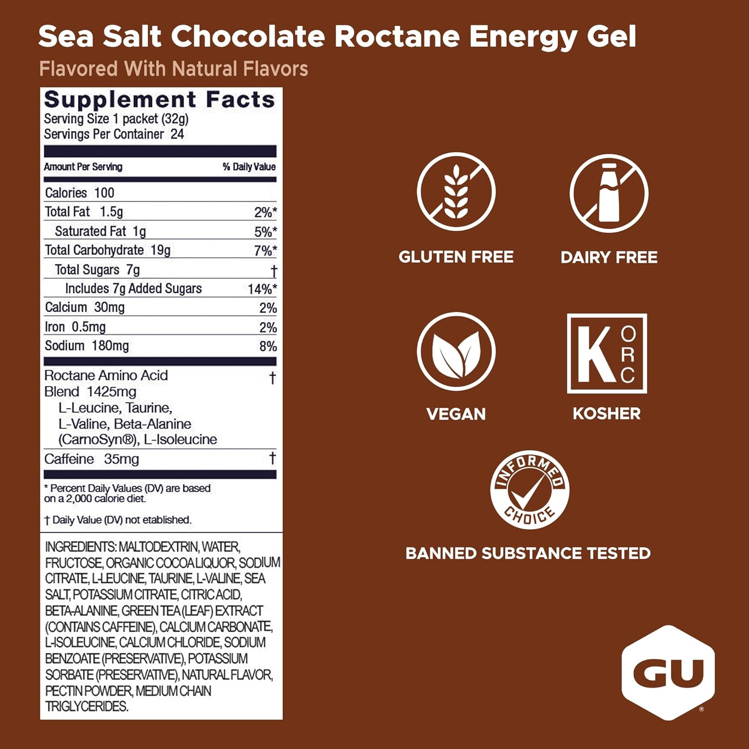 GU Roctane Energy Gel - Sea Salt Chocolate - 32g - Refuel.ae