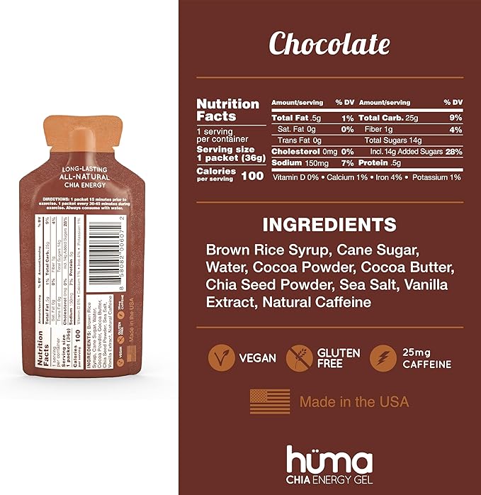 Huma Chia Energy Gel - Chocolate - 36g - Refuel.ae