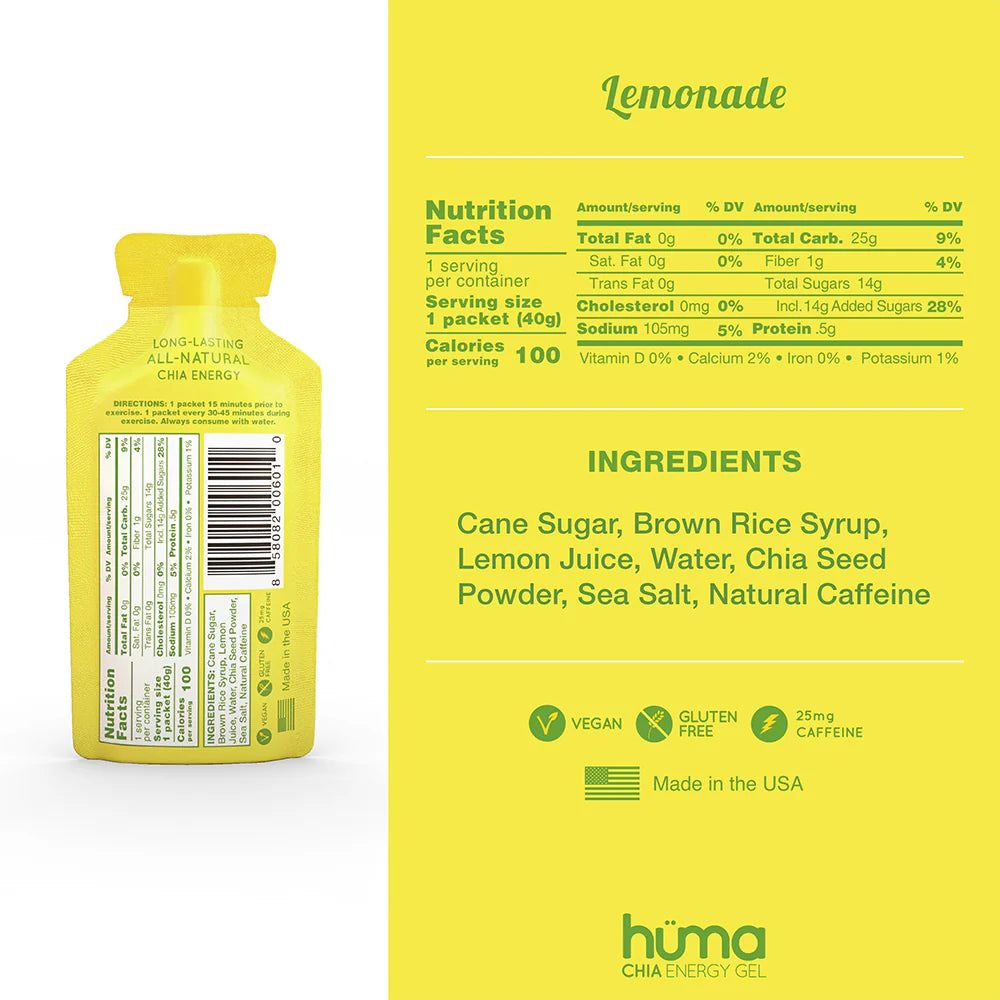 Huma Chia Energy Gel - Lemonade - 40g - Refuel.ae