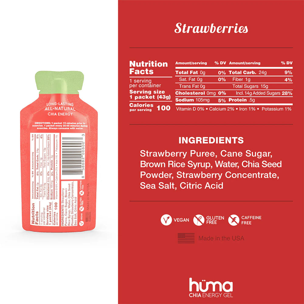 Huma Chia Energy Gel - Strawberries - 43g - Refuel.ae