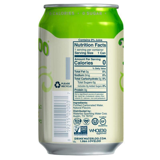 Waterloo Lemon-Lime Sparkling Water, Organic 355ML - Refuel.ae