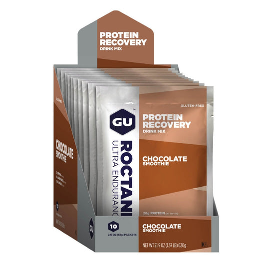 GU Energy Roctane Protein Recovery Drink Mix Sachet Box - Chocolate Smoothie 10 x 62g