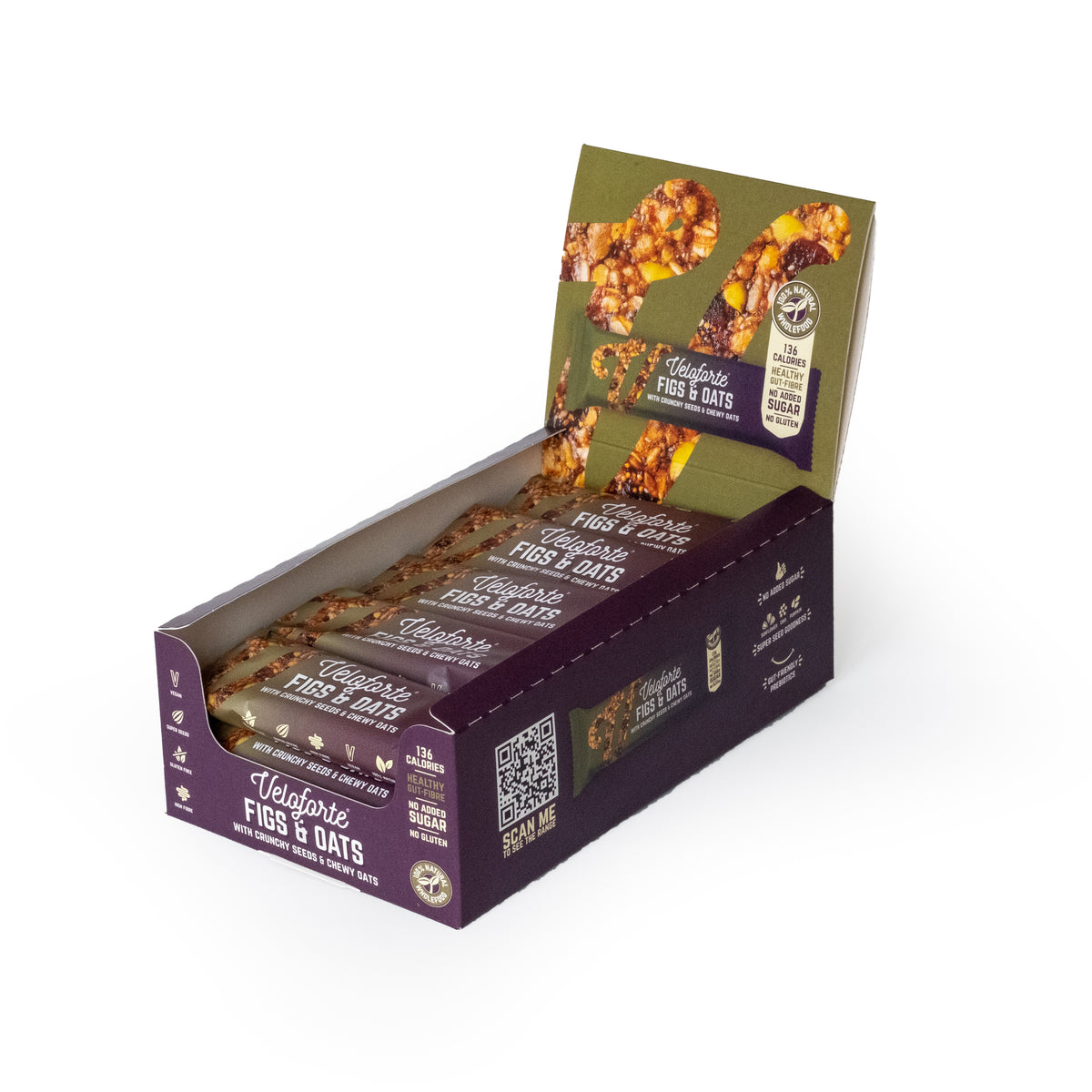 Veloforte Oat Bar - Figs & Oats -  9 count x 35g - 136 Calories - Wellness Bar, Snack Bar, Healthy Gut, High Fibres, Vegan, Gluten Free, No Added Sug