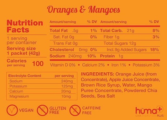 Huma Chia Energy Gel Plus Orange & Mango 42g