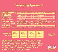 Huma  Hydration Drink Tub Raspberry Lemonade Hydration 200g