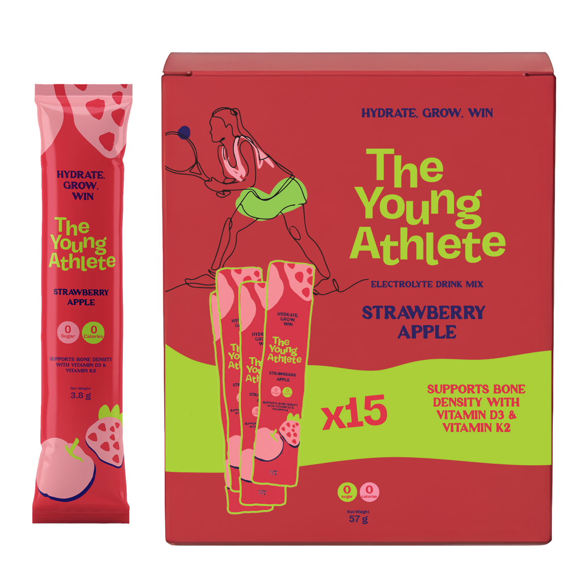 The Young Athlete Apple Strawberry - 15 x 3.8g - Refuel.ae