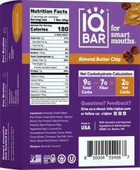 IQ BAR Almond Butter Chip Pack of 12